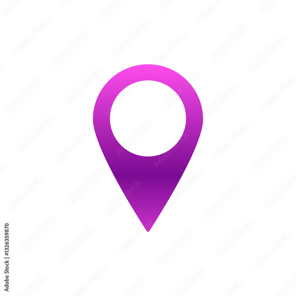 Poster a colorful gradient location icon represents navigation and direction, used in digital applications.