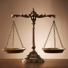 Justice symbolizing balance with a perfectly aligned court scale representing fairness and the legal system.