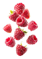 falling raspberry isolated on white background PNG. GENERATIVE AI