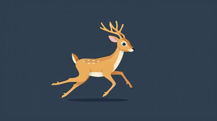 a deer running in profile, a simple minimalistic flat vector illustration