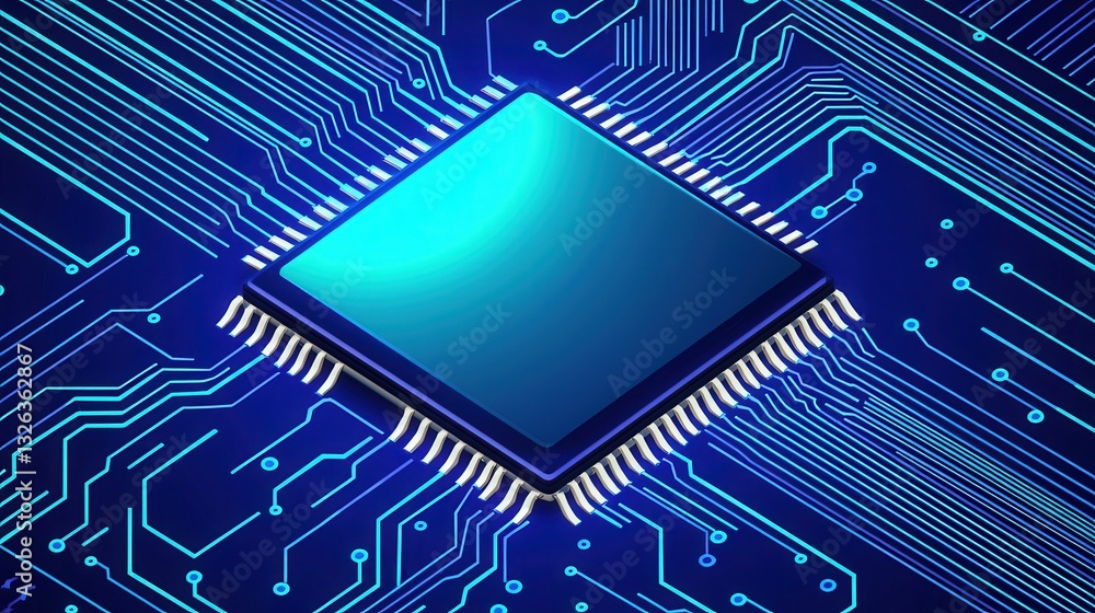 Aufkleber blue background with microchip on circuit board design