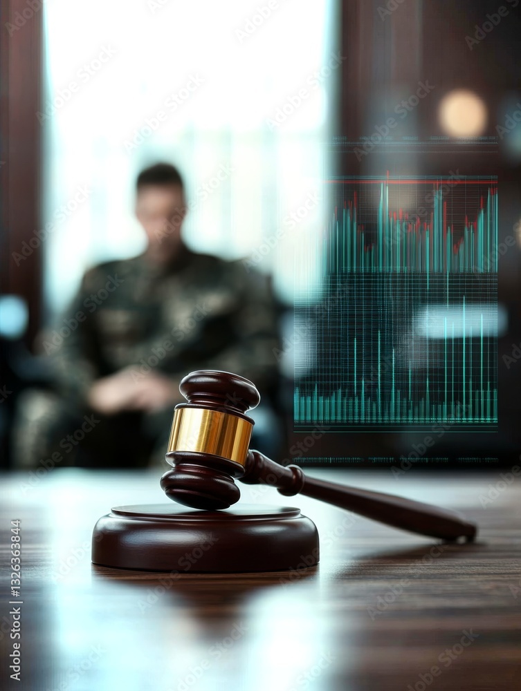 Aufkleber courtroom setting with a gavel symbolizing justice in an artificial intelligence driven world