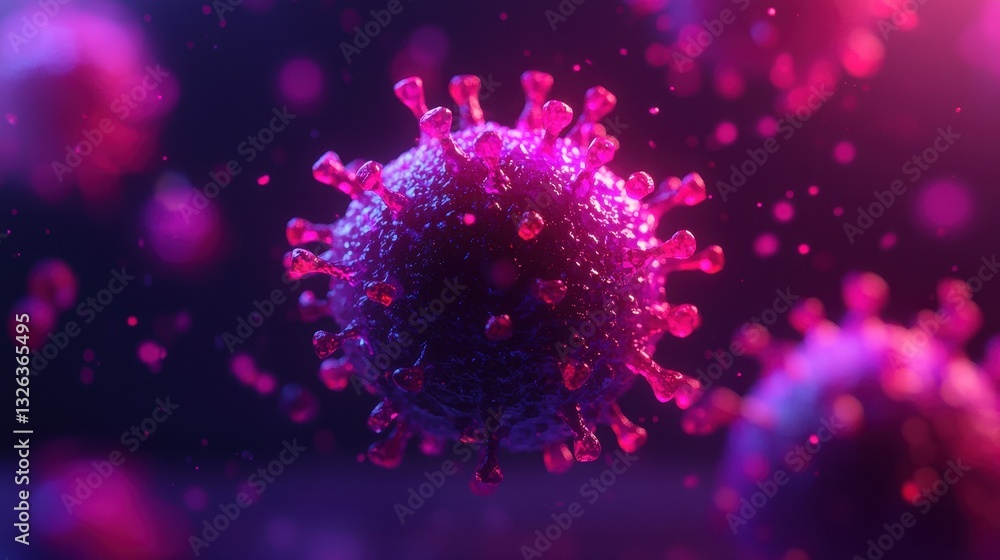 Aufkleber colorful virus structure under microscope in abstract background