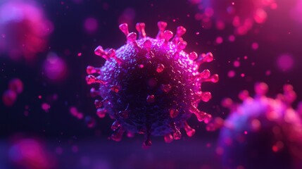 Fototapeta premium Colorful Virus Structure Under Microscope in Abstract Background