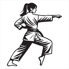 Fototapeta premium Karate Girl Vector Illustration in Taekwondo Martial Style 