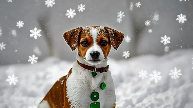Adorable Jack Russell Puppy in Snowy Wonderland