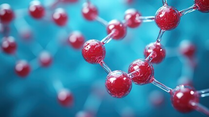 Detailed Molecular Structure of a Chemical Compound on a Futuristic Blue Background