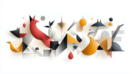 Abstract geometric design with colorful shapes in a modern style.