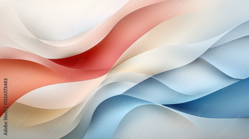 Poster abstract waves blend in red and blue tones, creating a flowing, dynamic composition perfect for crea