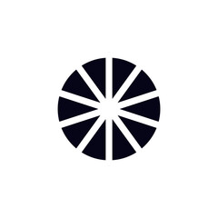 Obraz premium A visually contrasting black and white circular shape featuring triangles embedded within it, set against a clean white background