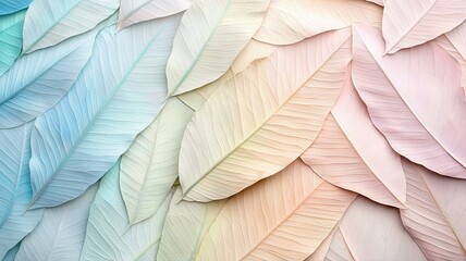 Colorful abstract leaf pattern background, showcasing soft pastel hues and delicate textures in artistic design.