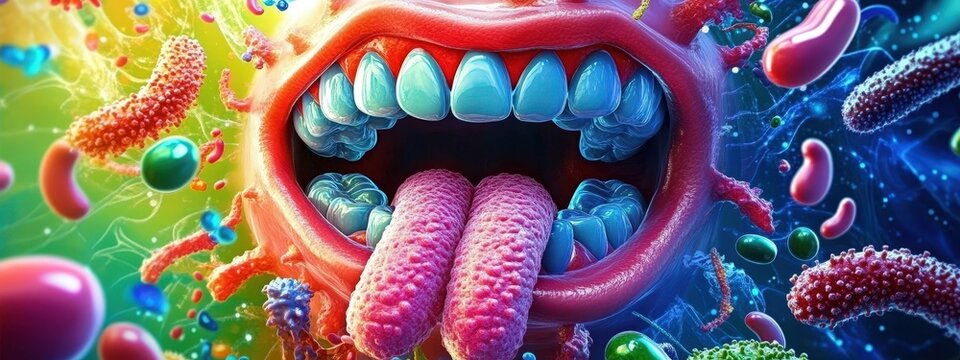 bacteria in the oral cavity. Selective focus.
