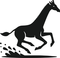 silhouette of a giraffe running fast