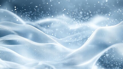 Abstract waves of translucent fabric and floating particles in motion