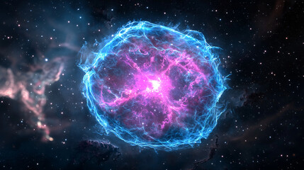 Dying Star Supernova Erupts in Pink and Blue Cosmic Fire
