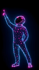 Astronaut in space suit, illuminated by glowing particles