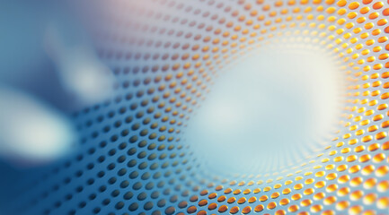 Naklejka premium Soft Futuristic Abstract 3D Design with Perforated Surface and Blurred Depth for Modern Background