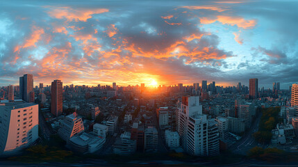 Obraz premium Cityscape at Sunset Panorama