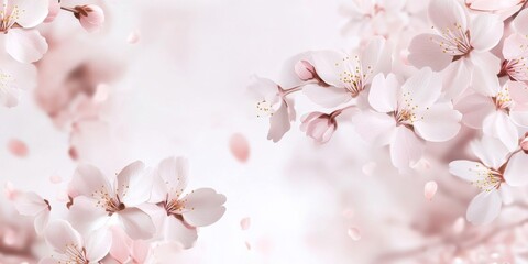 Obraz premium 可憐な桜の花が優雅に舞う春の背景.