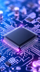 Close-up of a microprocessor on a circuit board