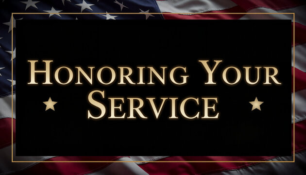 Sophisticated black and gold military retirement banner with elegant lettering and subtle flag background symbolizing appreciation