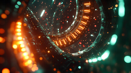 Spiral DNA Structure with Fiery Energy Effects