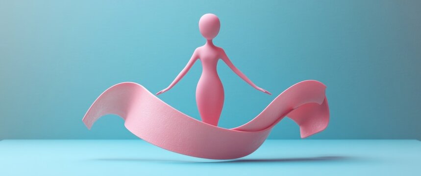 Ovarian Cancer Awareness Month May 8 Abstract Human Figure Teal Ribbon Support Health