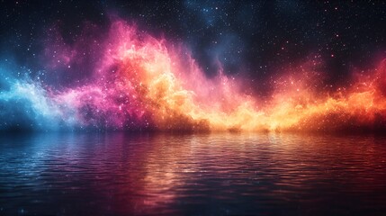 Colorful nebula reflected in still water