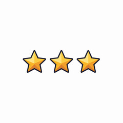 Obraz premium Three golden stars icon on a white background, representing star rating and reviews