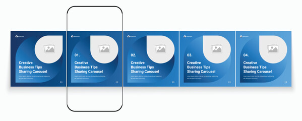 Microblog gradient carousel slides template for social media. Tips sharing instagram carousel post or Linkedin carousel banner template © Tarek Digital