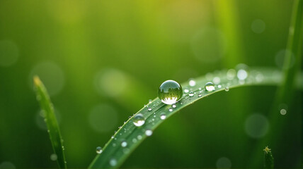 water drops on grass