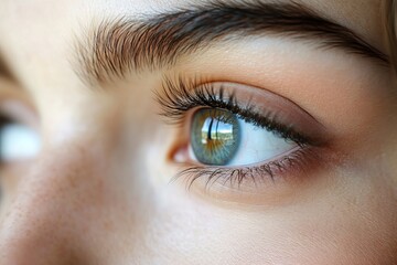 Obraz premium a close-up shot of a beautiful eye with long lashes.