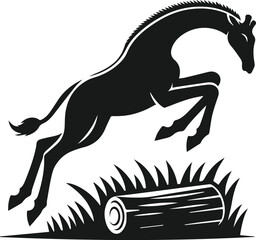 silhouette of a giraffe with a log