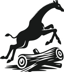 giraffe with a log silhouette vector