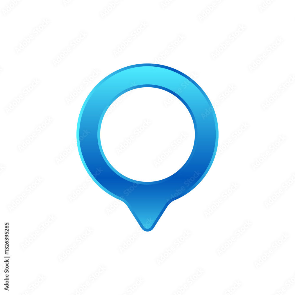 Poster blue pin icon with a smooth gradient. circular form perfect for maps and digital navigation tools.