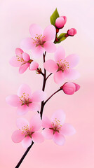 Delicate pink cherry blossoms on a branch