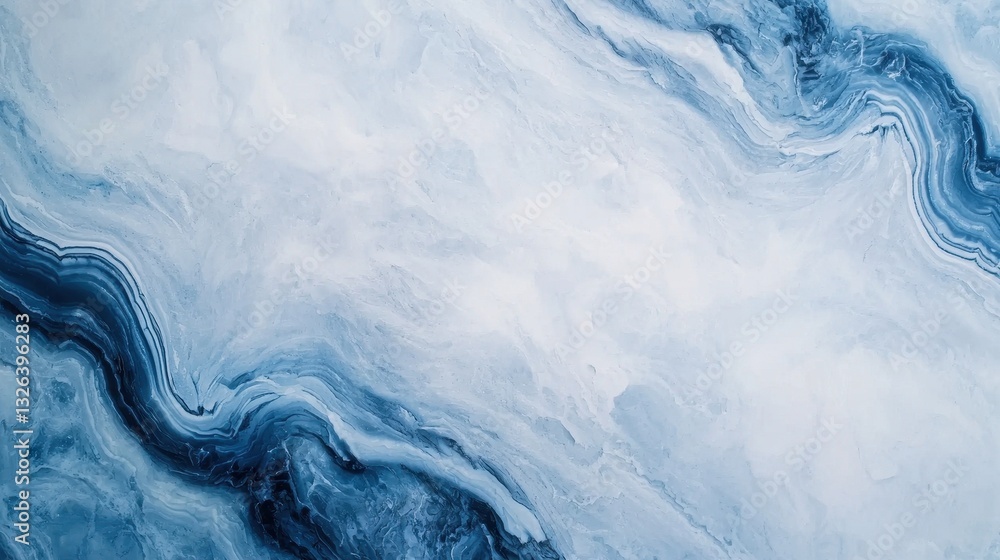 Poster abstract blue marble texture with fluid swirls and soft patterns
