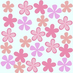 seamless pattern with pink flowers.ditsy style background of small pastel clovers.white background. 
