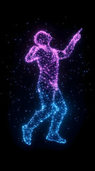 Fototapeta premium Energetic digital art of a person dancing and singing