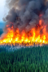 Forest fire engulfs trees