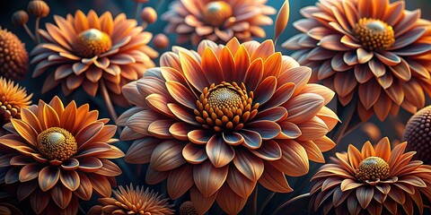 Fototapeta premium Brown and Orange Flowers Botanical Art