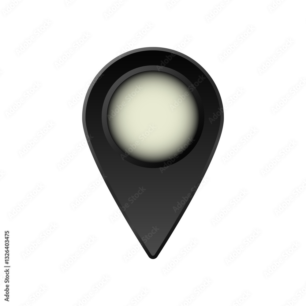 Poster black map pin icon with a blank center for navigation and location. simple and modern design.