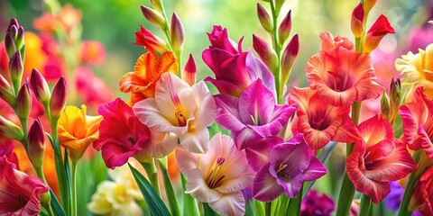 Obraz premium Gladiolus Flowers, Elegant Blooms, Botanical Art