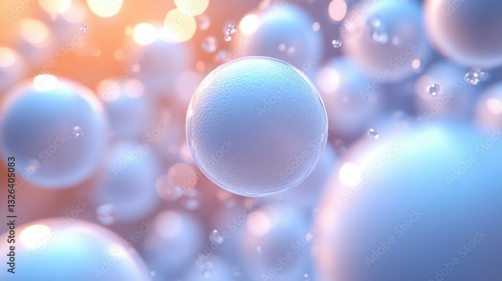 Poster abstract white background with geometric circles and smooth textures in modern scandinavian style