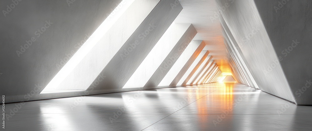Poster futuristic minimalist interior with geometric patterns and soft lighting for modern display and show