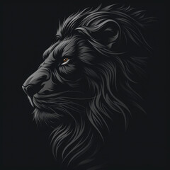 Obraz premium Bold Lion Head Graphic Design on black background JPG by Generative A.I.