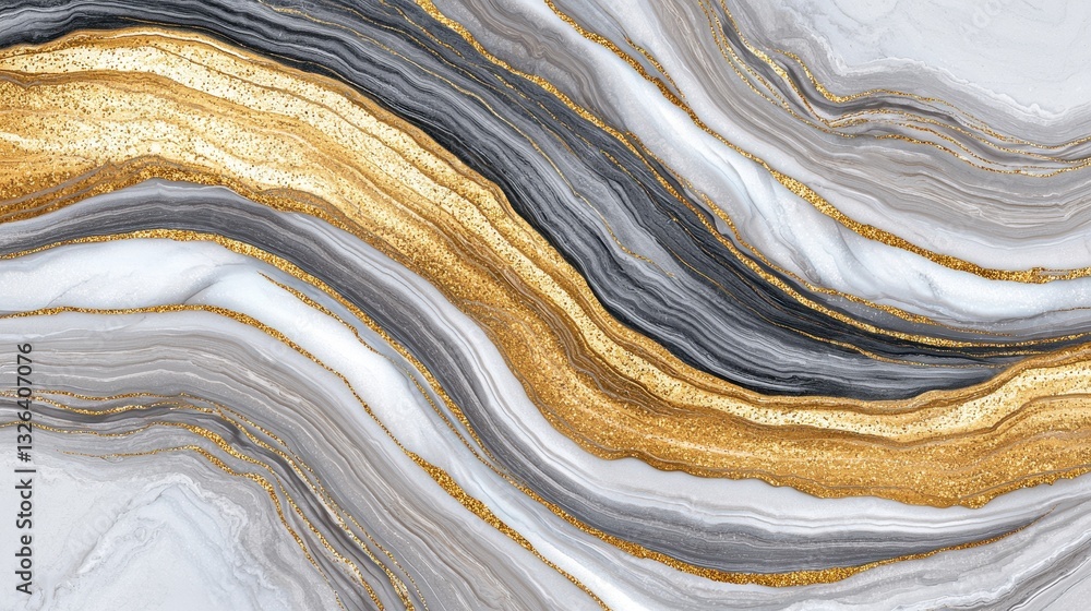 Poster abstract marble background with gold and gray wave patterns