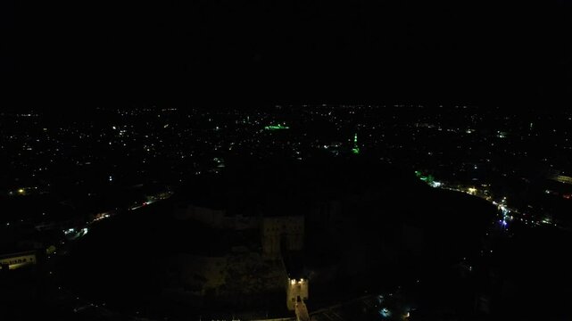 Aleppo Citadel is adorned with fireworks to celebrate the end of the Assad regime and the end of civil war in Syria.