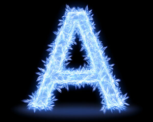 Icy blue glowing letter A
