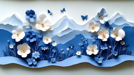 Floral mountain landscape